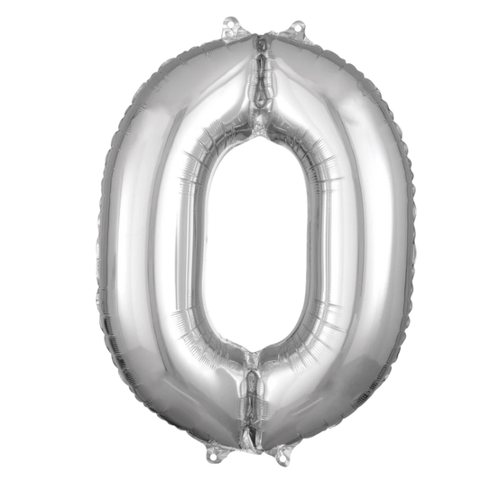 Foil Number Balloon 0 Silver