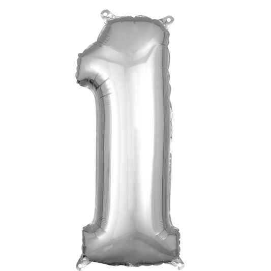 Foil Number Balloon 1 Silver