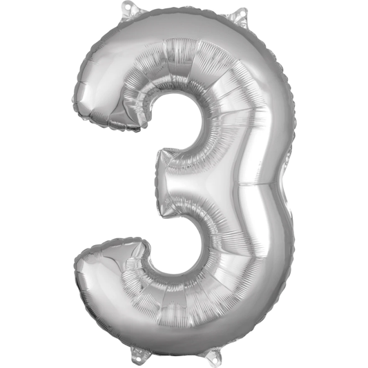 Foil Number Balloon 3 Silver