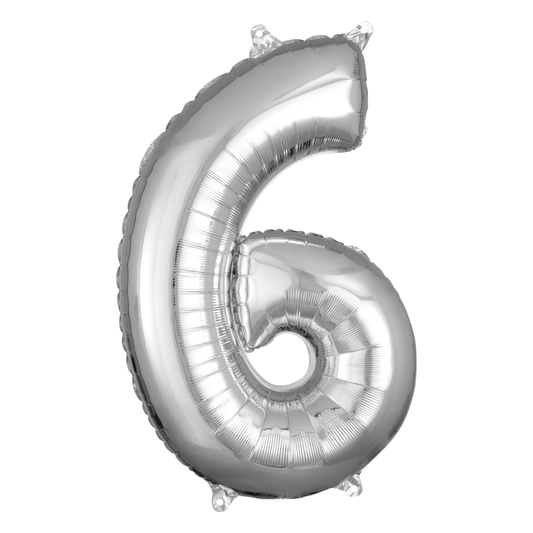 Silver Foil Number 6 Balloon