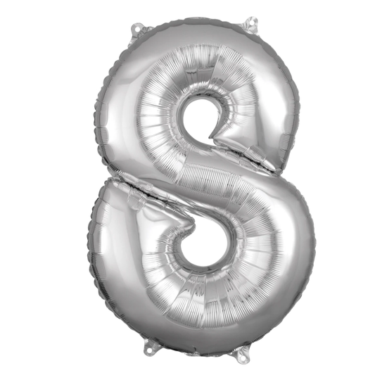 Silver Foil Number 8 Balloon