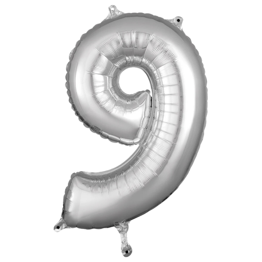 Silver Foil Number 9 Balloon