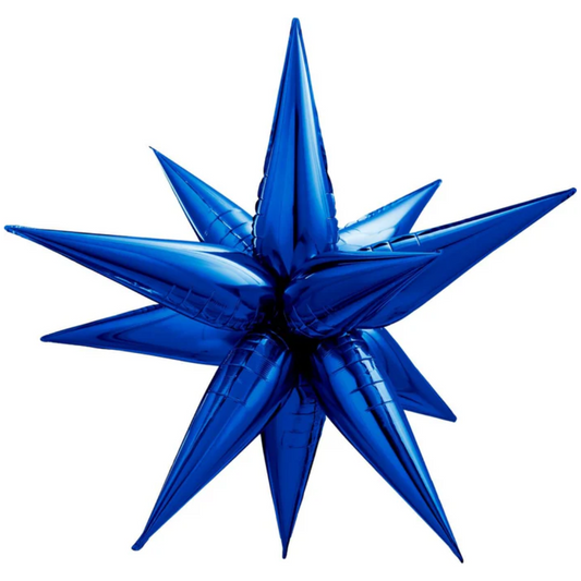 Starburst Star Foil Balloon 3D Blue