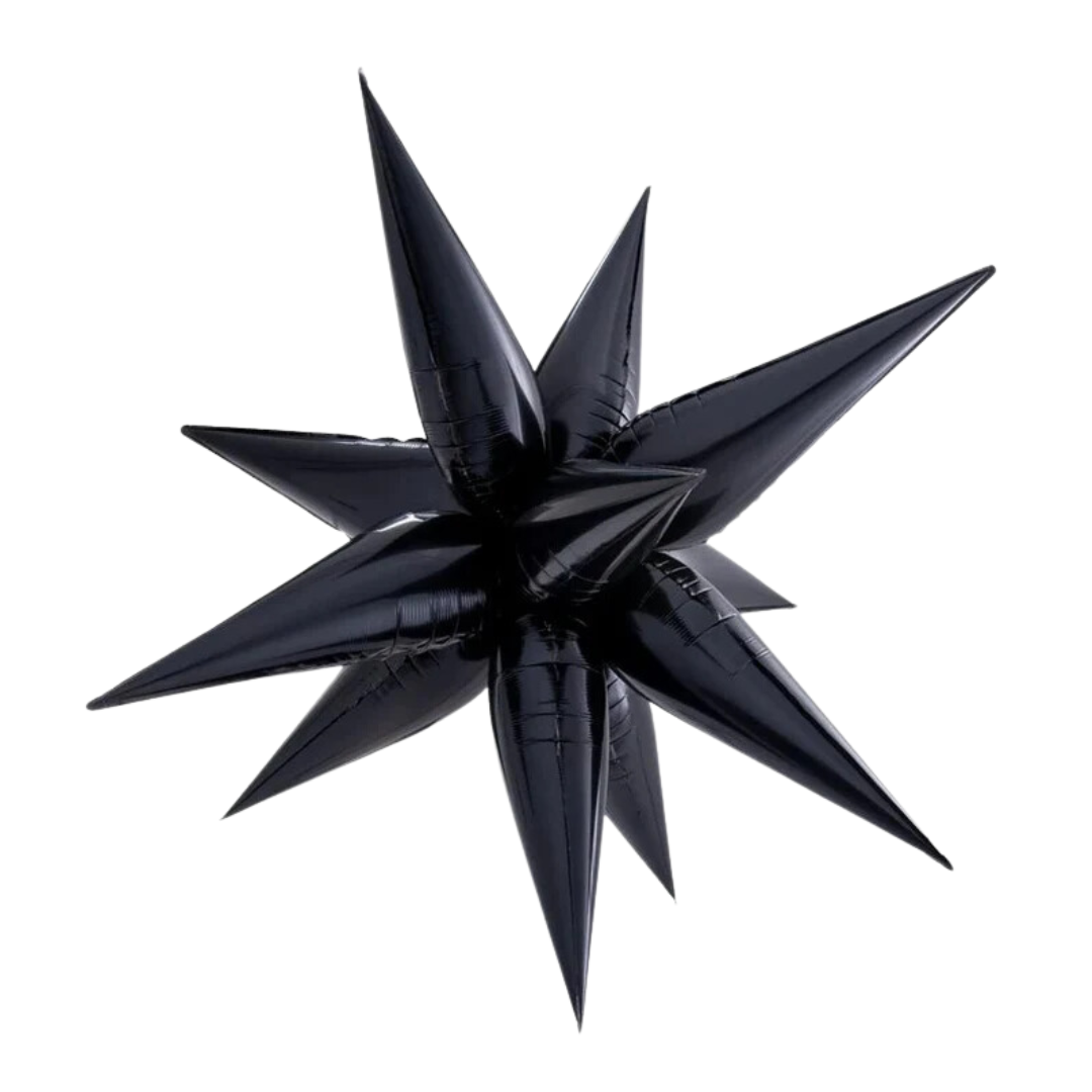 Starburst Star Foil Balloon 3D Black