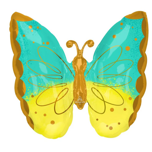 Mariposa de menta y amarillo